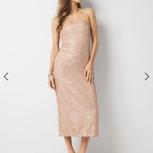 White House Black Market Strapless Pink Sequin Dress